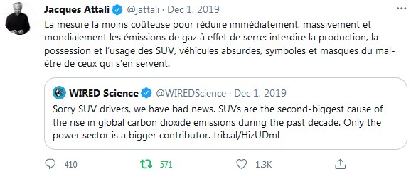 Jacques Attali interdiction SUV